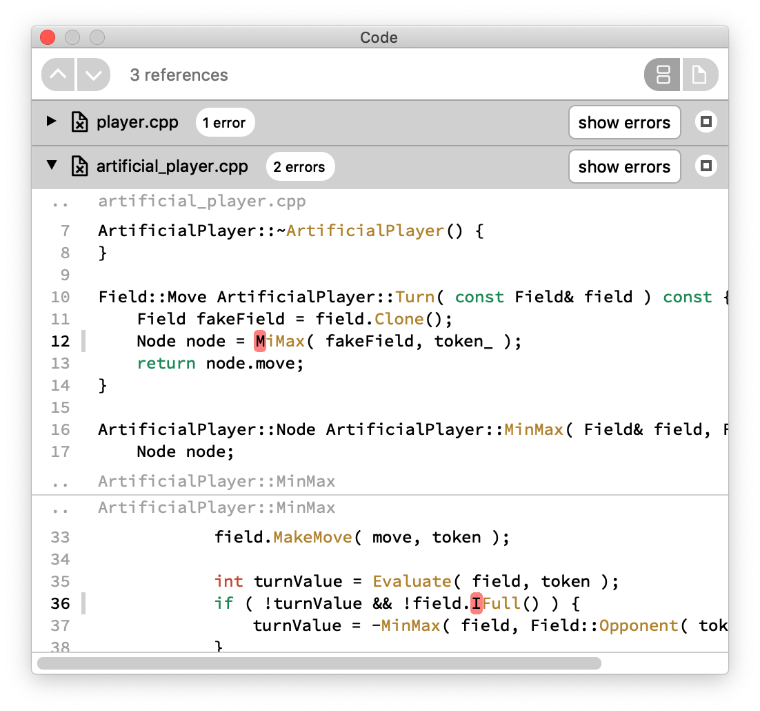 Code View Show Errors