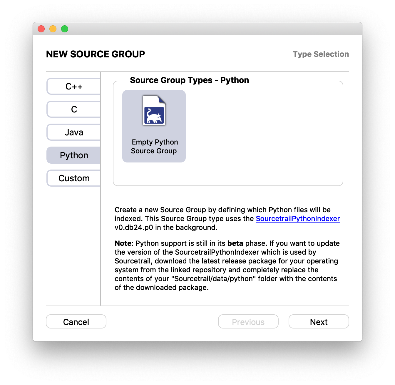 Project Setup Wizard Start Python Empty