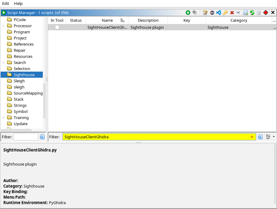 Ghidra Script Manager Window